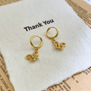 ต่างหูห่วงสแตนเลสสตีลสีทองแบบย้อนยุคต่างหูผีเสื้อชุบทอง18K 316L ขายส่ง - Product Image 6