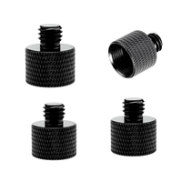 Kit d'adaptateurs de support de microphone en alliage d'aluminium noir oxydé, 4 pièces, filetage 5/8 à 3/8 et 1/4 à 5/8 pouces