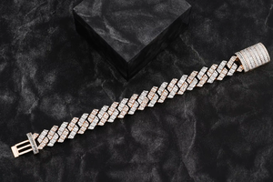 Eye Catching Diamond 12mm Cuban <b>Bracelet</b> Silver 14K Gold Plated Iced Out Hip Hop Wedding 8 Inch Certified Jewelry - Product Image 3