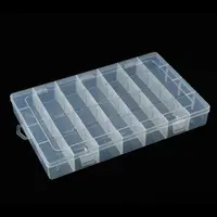 Caixa de armazenamento de lego de plástico, peças móveis de ferramenta de 24 grades e partição, caixa de armazenamento de joias transparente