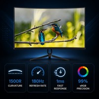 Monitor Curvo Negro de 27 Pulgadas, Monitor para Juegos IPS 1500R 60/75/100/144Hz, FHD 1ms 99% SRGB, Fuente Profesional de Fábrica OEM ODM