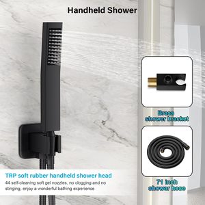 Rubinetti a pioggia nero opaco Set doccia a soffitto <span class=keywords><strong>con</strong></span> sistema di rivestimento per vasca da <span class=keywords><strong>bagno</strong></span> termostatico singolo portatile - Product Image 2