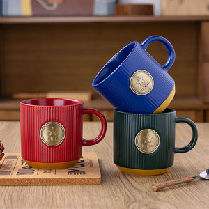 Ceramic Mug 380ml Gold Plated Solid Color With Handle High Temperature Resistance For Coffee Tea Gift - Product Image 1