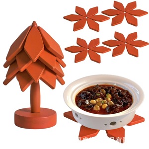 Posavasos de madera con forma de árbol, diseño floral, tapete aislante del calor para uso en mesas de café, té y fiestas. - Product Image 1