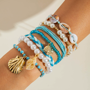 Beach Starfish Shell Pearl Alloy <strong>Bead</strong> <strong>Bracelet</strong> Wholesale Wholesale N81275 - Product Image 1