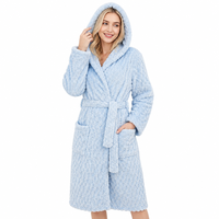 Peignoir en molleton corail extra long personnalisé, épais et chaud, en microfibre thermique pour femme, idéal pour l'hiver et l'hôtellerie