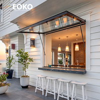 Fenêtre à vérin à gaz EOKO, double vitrage, pour comptoir de cuisine, ouverture à 90 degrés, noire, pour patio extérieur et bar