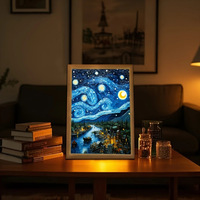 Lampe de nuit populaire sur TikTok, série ciel étoilé de Van Gogh, peinte à la main, en acrylique, style dessin animé, transfrontalière