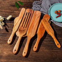 Spatule en bois de teck grattoir 5 pièces ensemble salade mélange spatule fuite pour cuisine cuisson plat ustensiles de cuisine