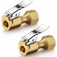 Conector de Válvula de Aire de Latón de Alta Resistencia con Bloqueo para Inflador de Neumáticos, Adaptador de Clip para Bomba de Compresor de Aire 1/4 NPT con Autobloqueo