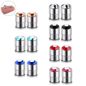 Clou d'Oreille Magnétique en Acier et Cristal, Sans Perçage, Boucles d'Oreilles Magnétiques Puissantes pour Hommes et Femmes, Clip d'Oreille Magnétique 6mm, <span class=keywords><strong>Bijoux</strong></span> - Product Image 1