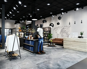Conception de magasin de vêtements pour hommes sur mesure, écologique et robuste |   Aménagements modulaires pour magasins de vêtements de luxe industriels - Product Image 4