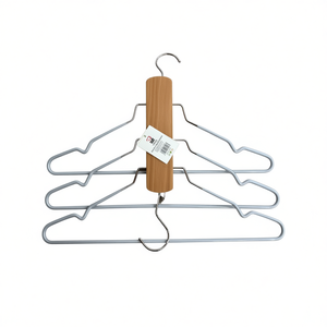 Folding Clothes Hanger Metal With Wooden Bar For Storage And Organization - Product Image 1