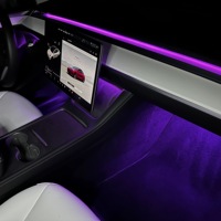 Kit de Luces Ambientales RGB con Alimentación USB para Tesla Model 3/Y, Tiras de Luces LED Interiores Controladas por Aplicación