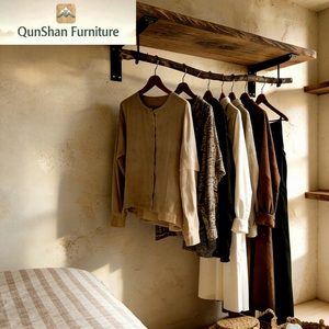 Porte-vêtements mural en bois massif, style minimaliste, pour chambre à coucher, pour enfants - Product Image 1