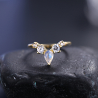 OL0933 Bague de fiançailles en argent sterling 925 plaqué or avec pierre de lune, personnalisable, sans ternissement, bijoux de luxe