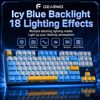 Clavier de jeu mécanique F90 avec interrupteurs optiques, rétroéclairage bleu glacé, 18 modes d'éclairage, 90 touches, filaire USB, testeur, clavier compact pour PC