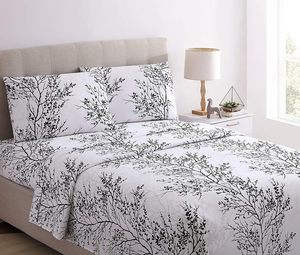 Ensemble de 4 draps en microfibre imprimés ultra-doux Beaux motifs tirés de la nature Draps de <span class=keywords><strong>lit</strong></span> confortables toutes saisons - Product Image 4