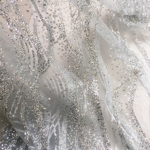 Tissu de luxe à paillettes effet vague d'eau en tulle à pois, estampé à chaud, pour robe de mariée, robe de spectacle, nappe de table - Product Image 5