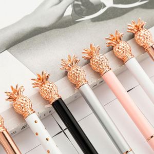 Kawaii Metal Pineapple Shaped Gel 1.0Mm Ball <b>Pen</b> Office Stationery Supplies Black Ink - Rose <b>Gold</b> - Product Image 2