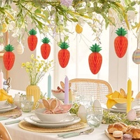 Décorations de Pâques personnalisées QF en forme de boule en nid d'abeille, décorations de fête de Pâques, ornements suspendus, fruits, carotte, lanterne en forme de boule en nid d'abeille