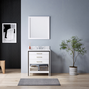 V-NONH Mueble de Baño Individual Moderno de 30'' con Lavabo de Cerámica Integrado, Madera Maciza y Contrachapada para Uso en Talleres y Apartamentos - Product Image 1