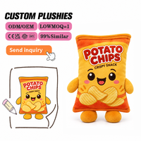 Fabricant OEM ODM de jouets en peluche personnalisés en forme de chips de pommes de terre, sacs à collation, poupées en peluche et peluches alimentaires personnalisées, faible MOQ