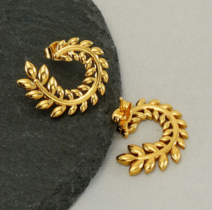 Pendientes de joyería de moda 18K oro Acero inoxidable estilo INS oreja de <span class=keywords><strong>trigo</strong></span> nunca se desvanecen pendientes de aro Vintage gruesos joyería - Product Image 4
