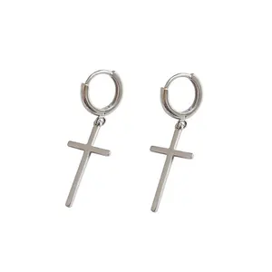 Factory Direct Sale Classic Design 925 Sterling Silver Cross Drop Earrings Jewelry For Women