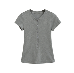 T-shirt Sexy attillata <span class=keywords><strong>con</strong></span> bottone frontale 4285 Runwaylover 2025 <span class=keywords><strong>donna</strong></span> - Product Image 1