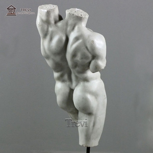 Buste en marbre décoratif pour la maison et l'hôtel, sculpture de torse masculin nu à vendre - Product Image 5