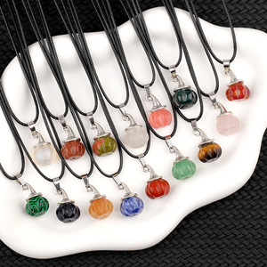 Amatista Calabaza Sombrero de bruja Colgante Halloween Fluorita Cuarzo Rosa Aventurina roja Piedra preciosa Brujería Joyería - Product Image 3