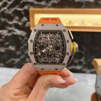 Reloj mecánico impermeable para hombre con esfera de cristal de zafiro, correa de caucho de fibra de carbono, reloj de moda de primera calidad de Grado 20A