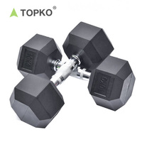 Haltères hexagonaux en caoutchouc TOPKO 2-100LB pour usage domestique, haltères de musculation, revêtement en caoutchouc, ensemble d'haltères en fonte