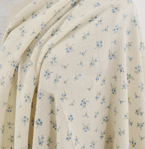 Nouveau tissu en <span class=keywords><strong>gaze</strong></span> <span class=keywords><strong>de</strong></span> crêpe double couche - Imprimé floral bleu vintage pour vêtements <span class=keywords><strong>de</strong></span> détente pour femmes et enfants - Product Image 6