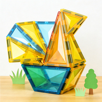 Magplayer Bloques de Construcción Magnéticos 3D, Juguetes Educativos de Construcción, 120 Piezas de Fichas Magnéticas Transparentes para Niños