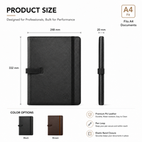 Porte-documents A4 en cuir PU en stock, avec fermeture élastique et boucle latérale pour stylo, directement de l'usine, idéal pour les hommes d'affaires, les cadres et les réunions de bureau.