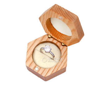 Boîte à alliances en bois de luxe rétro en velours pour anniversaire de mariage, emballage personnalisé avec logo, vente en gros - Product Image 6