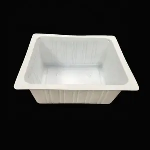 Emballage en plastique carré pet blanc thermoformé unique pour biscuits et tofu