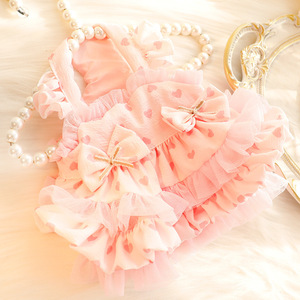 Vestido de Princesa para Perro, Falda Tutú con Estampado de Corazones Rosas, Estilo Lolita, Ropa para Perros Pequeños, Vestido Fino de Primavera/Verano - Product Image 3