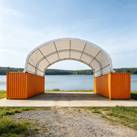 Abri de garage en métal robuste 40x40 pieds avec double treillis, dôme conteneur, mur arrière et auvent pour voiture