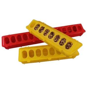 Nouvelle mangeoire tubulaire en plastique pour volailles, poussins, <span class=keywords><strong>pigeons</strong></span>, cailles, usage agricole, rouge/jaune, durable - Product Image 3