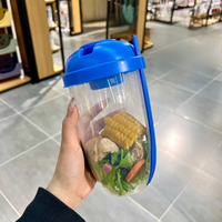 Gobelet à salade jetable en plastique PP avec fourchette, pot à salade de 1000 ml, récipient à vinaigrette, sans BPA, hermétique, écologique, pour la cuisine et les plats à emporter