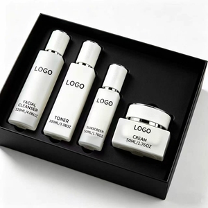 4pcs All-in-One Skin Care Kit Glycerin Cleanser Toner Sunscreen Cream Set for Daily Protection Hydration Anti-Aging Whitening