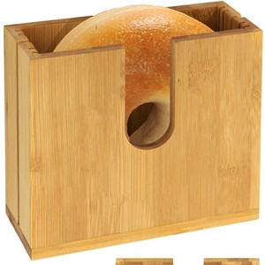 Bamboo Bread Slicing Box Wooden <b>Bagel</b> <b>Cutter</b> With Pull Out Bottom Storage For Baking Pastry Tools - Product Image 1