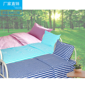 Venta directa de fábrica de juegos de sábanas para cama de hospital (3 piezas), ropa de cama médica de algodón puro con rayas azules y blancas, cama de hospital - Product Image 5