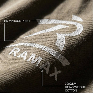 T-shirt da uomo in maglia oversize in cotone pesante, stile streetwear, con lavaggio minerale vintage personalizzato, vestibilità ampia, effetto distressed fatto a mano, logo stampato con effetto buco - Product Image 3