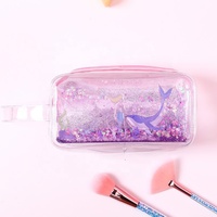 Mignon transparent pvc sequin quicksand liquide sirène paillettes étui à crayons grand