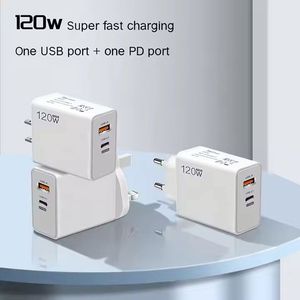 120W USB Charger Fast Charging QC 3.0 67W Fast Charger <b>Type</b> <b>C</b> <b>Adapter</b> Dual Ports USB PD Charger for Mobile Phones - Product Image 2