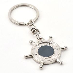 Navigation <b>Wheel</b> Handheld Rudder Laser Carving and Printing LOGO Promotion Small Gifts Wholesale Metal Keychain Pendant - Product Image 5
